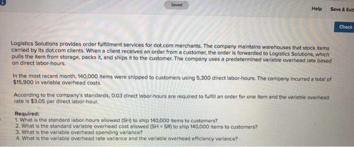  Saved Help Save & Exit Check Logistics Solutions provides order fulfilment