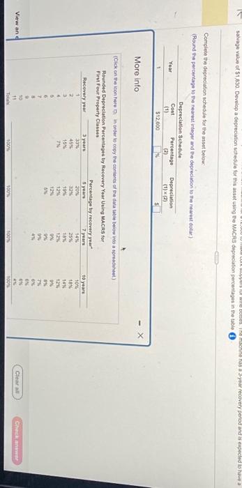 If you could please do years 1-4. Thank you Complete the depreciasion