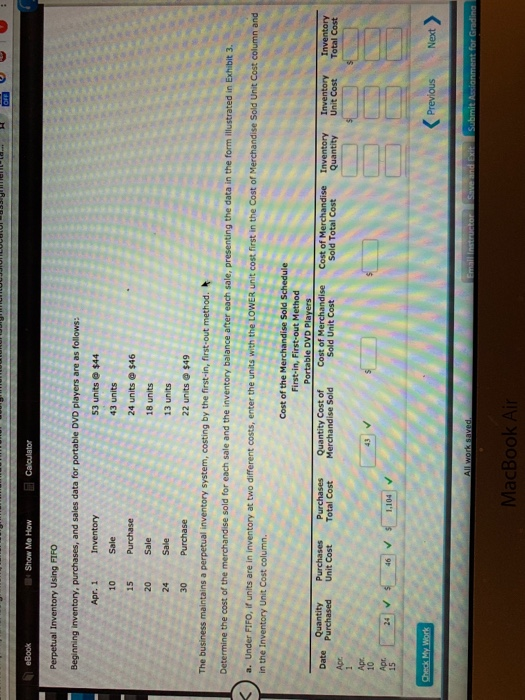  Show Me How Calculator Perpetual Inventory Using FIFO Beginning inventory. purchases,