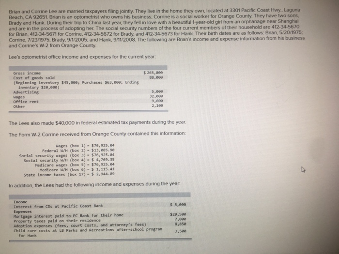  Complete a 1040 pages 1 & 2, schedule A, schedule B,