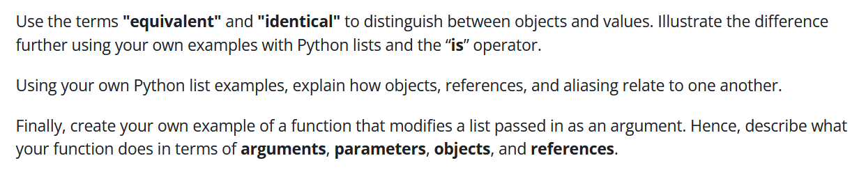  I need help with the question below in Python please. Use