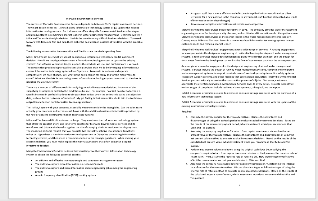  Narville Environmental Services A support staff that is more efficient and