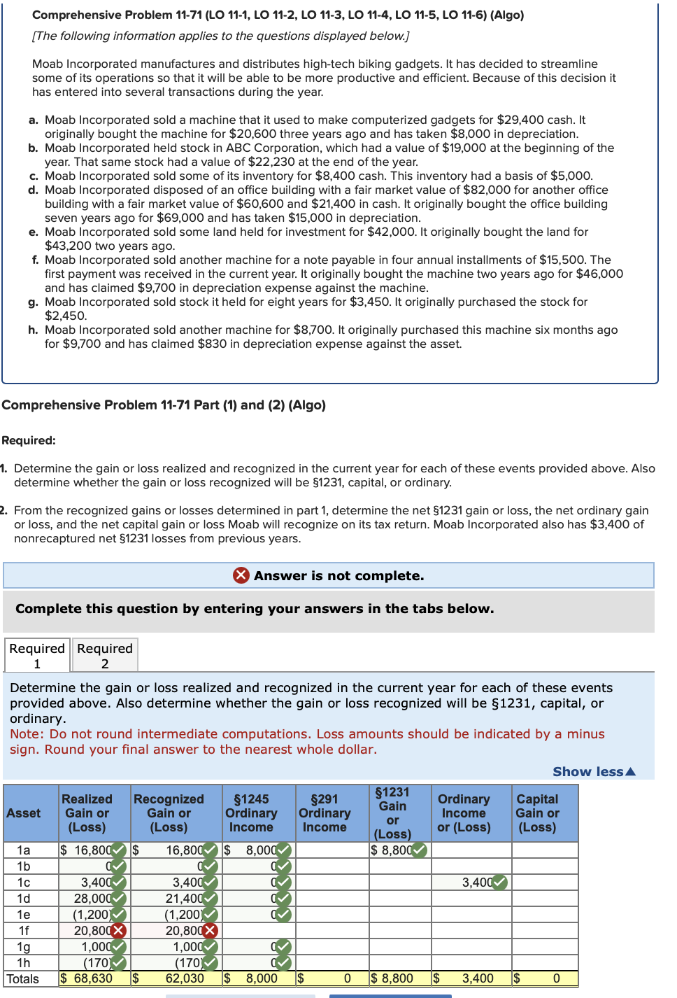  Comprehensive Problem 11-71(LO 11-1, LO 11-2, LO 11-3, LO 11-4, LO