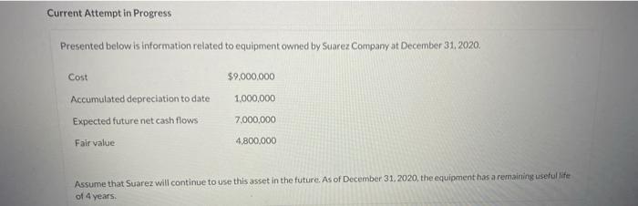  Current Attempt in Progress Presented below is information related to equipment