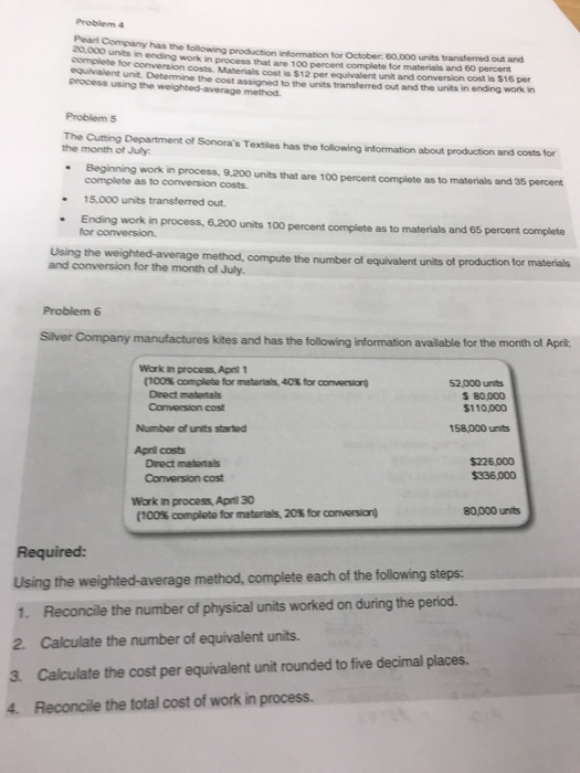  Problem 4 20.000 units complete for conversion costs. Materials cost is