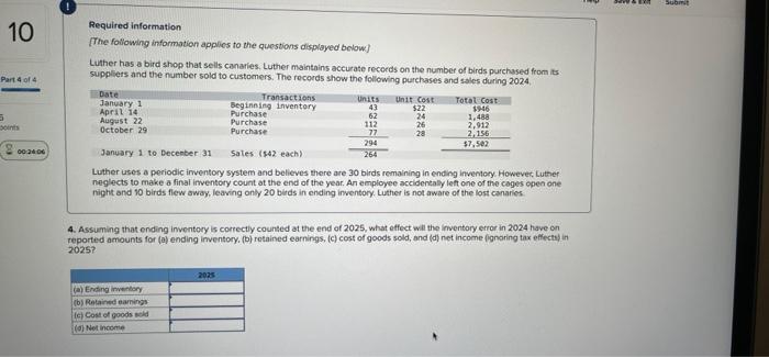 below) Luther has a bird shop that sells canaries. Luther maintains accurate