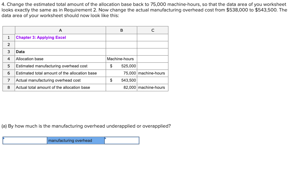 in the data area of your worksheet so that it looks like