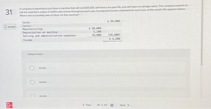  A compsny is planning to purchase a machine that will cost