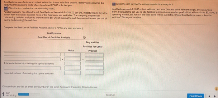in its final product Bestyles incurred the following manufacturing costs when it