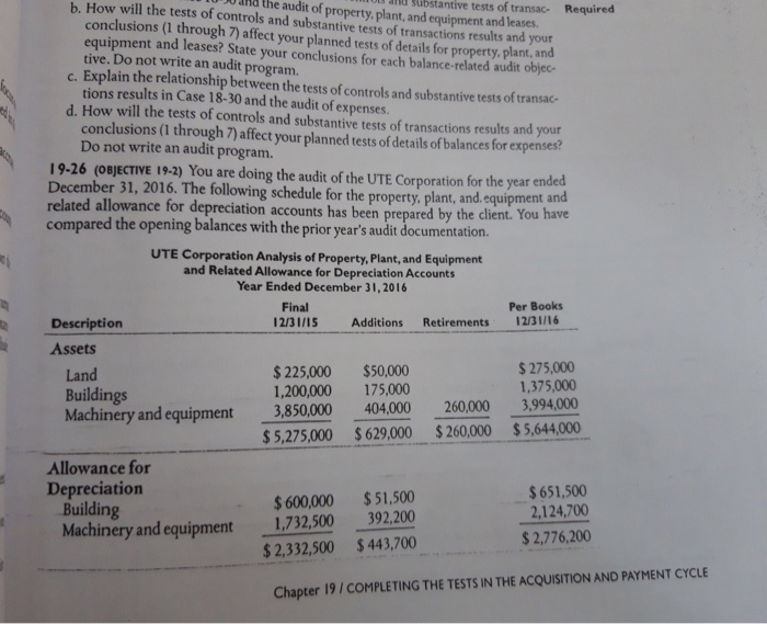  b. How will the tests of controls and substantive tests of