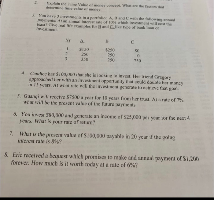  please need help on these 2, Explain the Time Value of