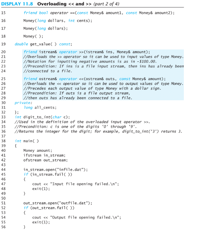 the Money ADT class in separate files for the interface and implementation