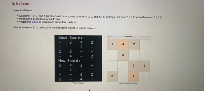 really just need help with the sixth and seventh methods. I need