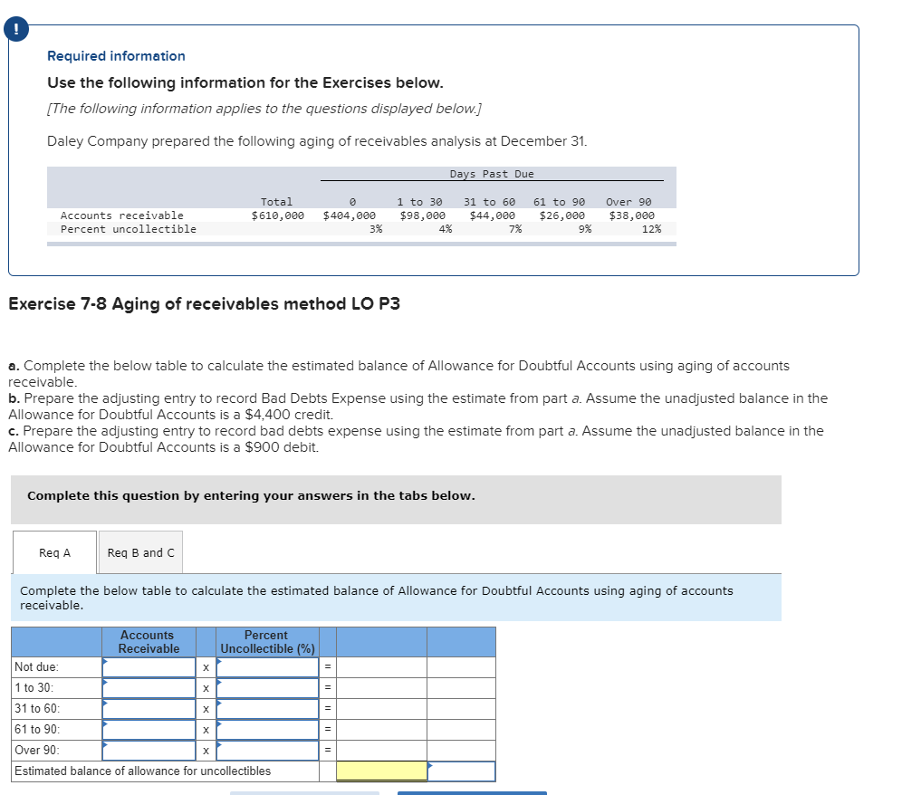  Required information Use the following information for the Exercises below. [The