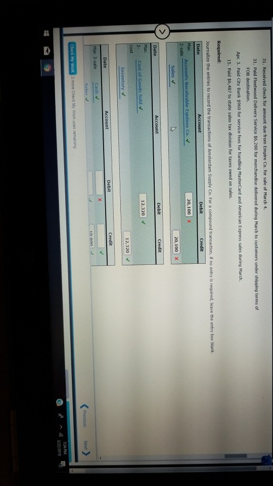 Using Perpetual Inventory System The following selected transactions were completed by Amsterdam