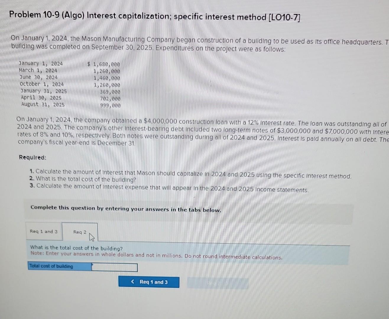1, 2024, the Mason Manufacturing Company began construction of a bullding to