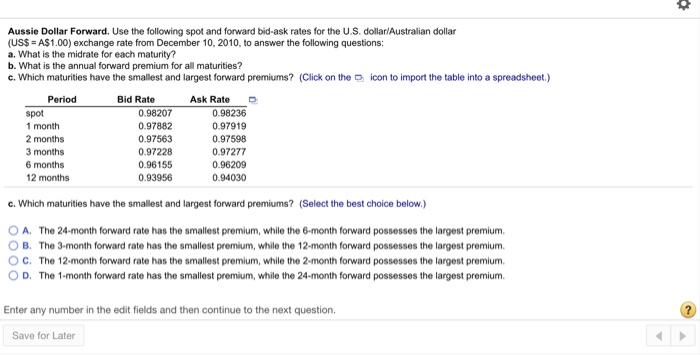 10, 2010, to answer the following questions: a. What is the midrate