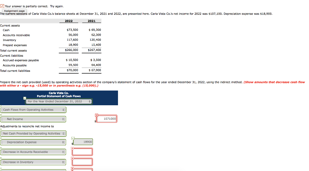 Your answer is partially correct. Try again. Assignment page The current