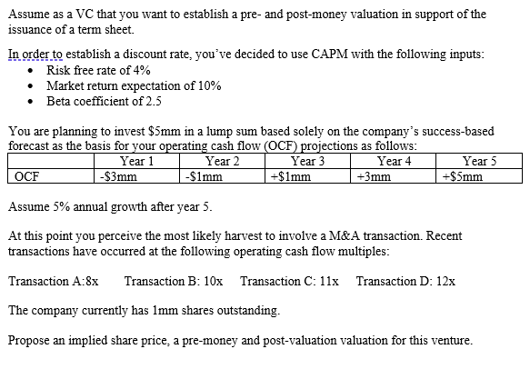 Assume as a VC that you want to establish a pre-