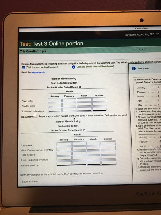 stable at $12 per unit throughout the budget period. Sales for the