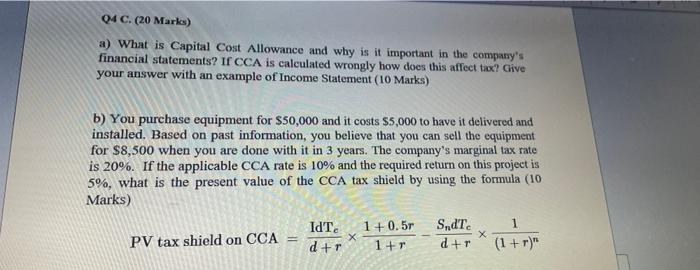 need this answer asap 04 C. (20 Marks) a) What is Capital
