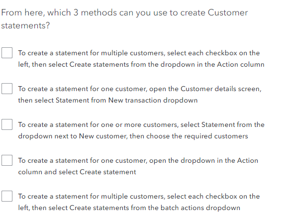  From here which 3 methods can you sue to create Customer