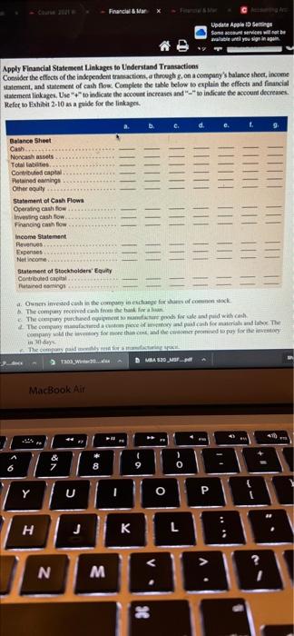 please help me solve E2-30 2-10 - Finance & Mar Update Apple