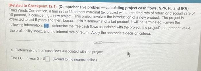 NPV, PI, and IRR) Traid Winds Corporation, a firm in the 36