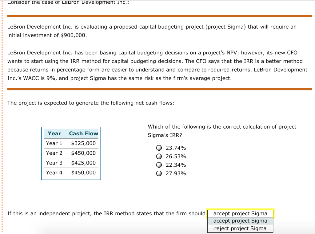 consider the case of LeBron Development Inc.: LeBron Development Inc. is