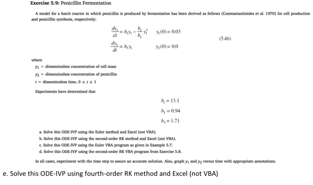  Exercise 5.9: Penicillin Fermentation A model for a batch reactor in