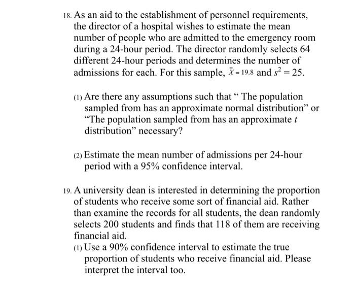 help resolve admissions for each. For this sample, X=19.8 and s2=25. (1)