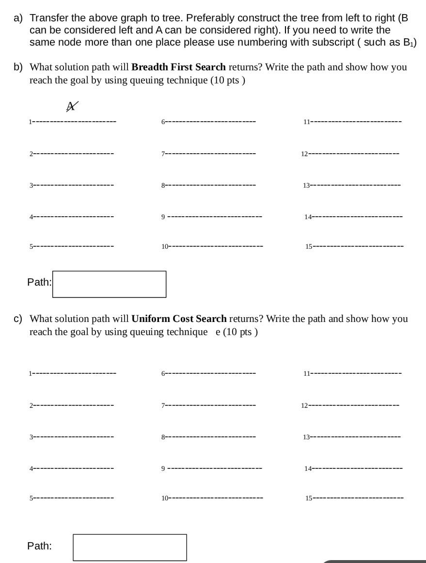 following search space where we want to find a path from the