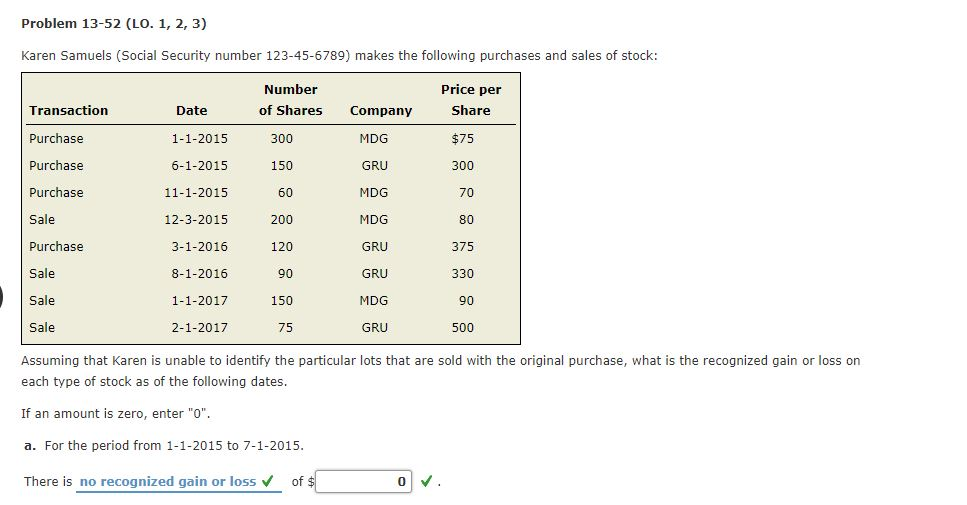 I just need help on the form 8949 Problem 13-52 (LO. 1,