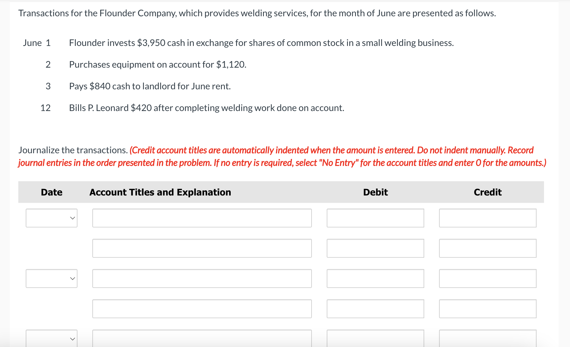 for the month of June are presented as follows. June 1 Sheldon