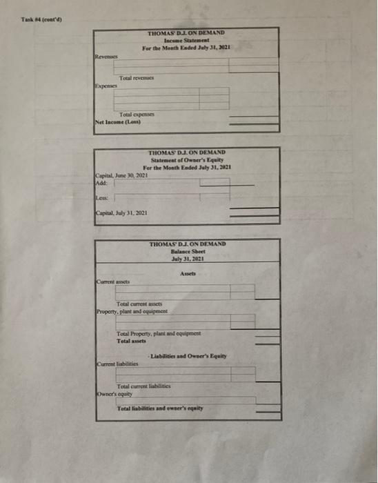 and the Income Summary accounts Prepare a post-closing trial balance THOMAS' DJ.
