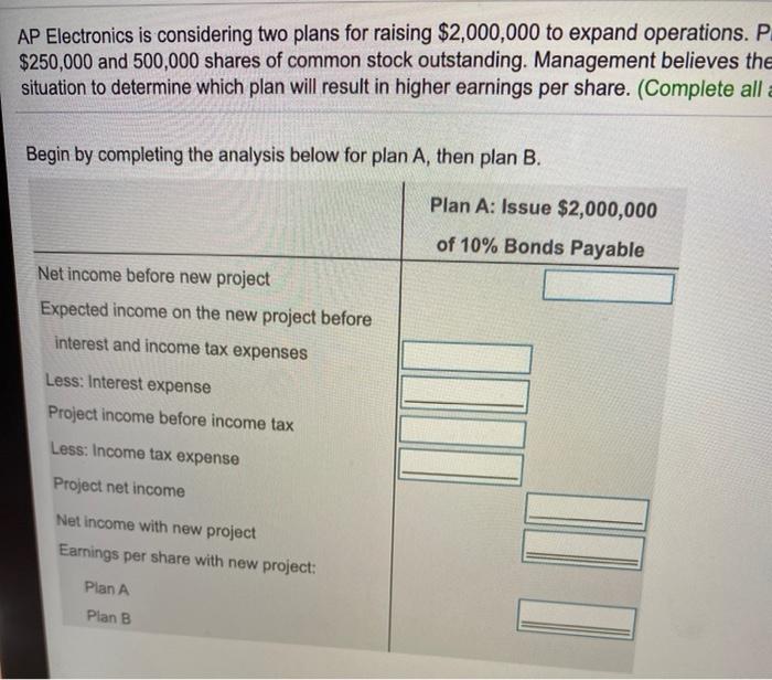  please make sure to complete both plan a analysis and Plan