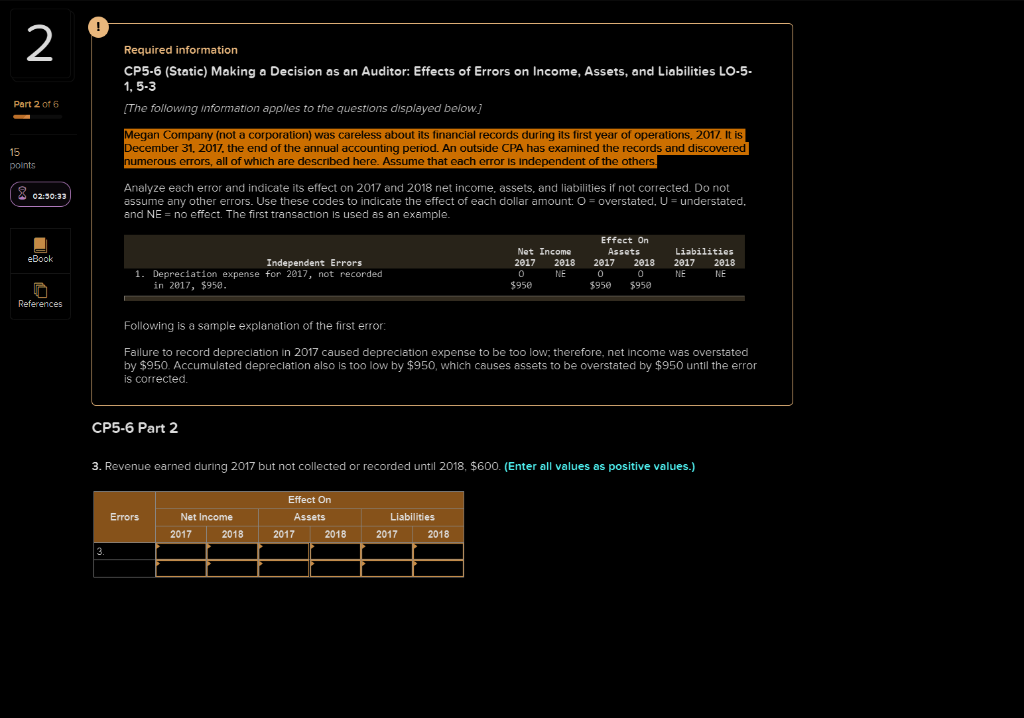 2 Required information CP5-6 (Static) Making a Decision as an Auditor:
