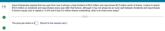  Zoom Enterprises expects that one year from now it will pay