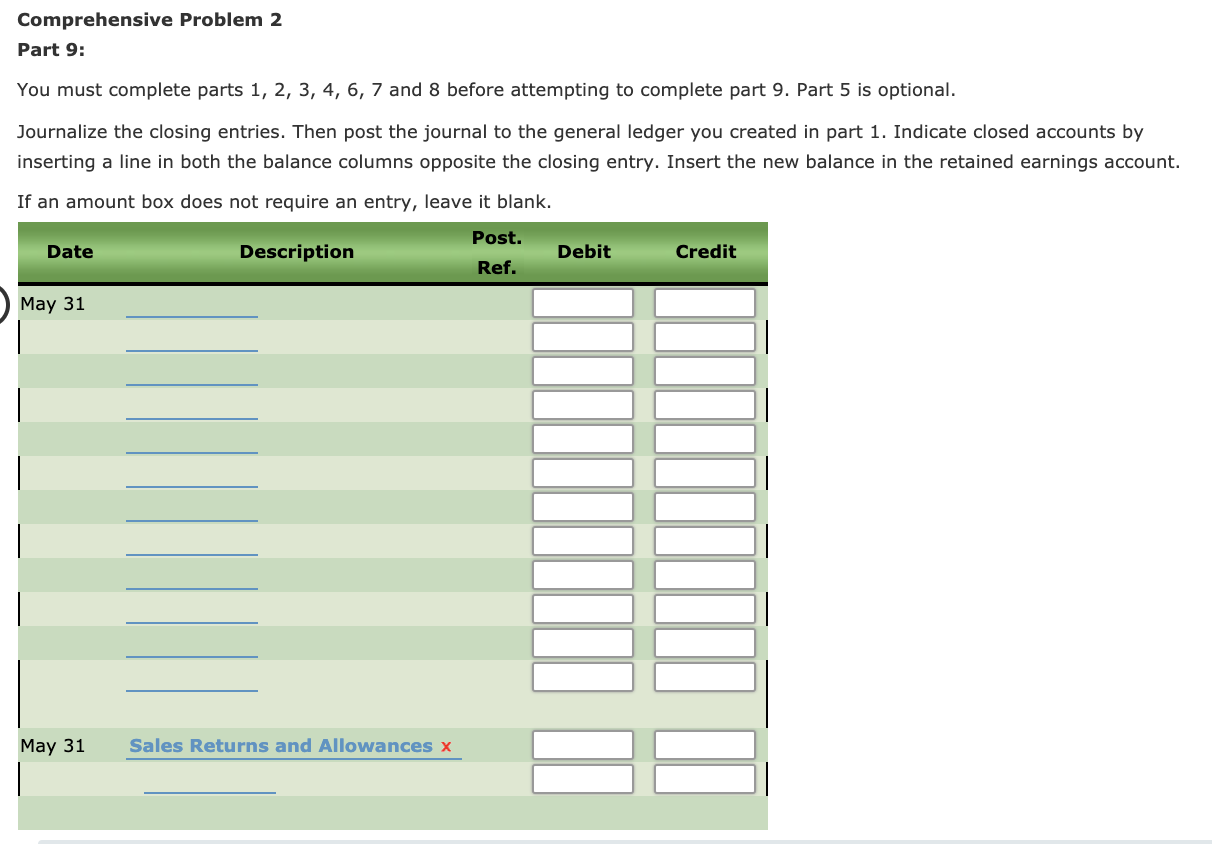 Part 1 and Part 2: Palisade Creek Co. is a retail business