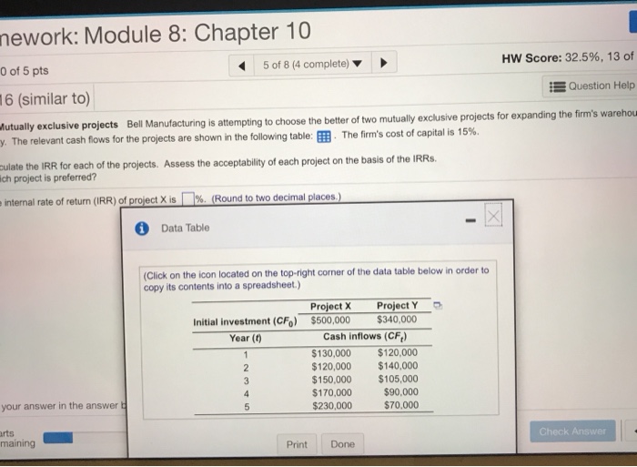 40 pts Score: 0 of 5 pts P10-16 (similar to IRR Mutually
