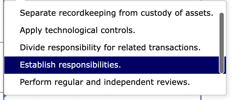 For each case. identifv the princible(s) of internal control that is violated.