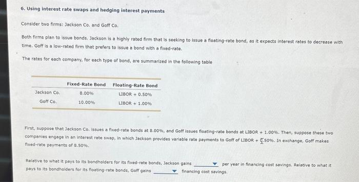  6. Using interest rate swaps and hedging interest payments Consider two