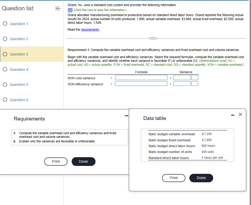  Question 3 Question 4 Question 5 Question 6 Requirement 1. Compute