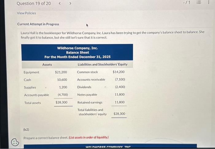  Current Attempt in Progress Laura Hall is the bookkeeper for Wildhorse