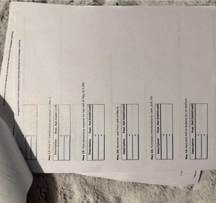 balances for Palisade Creek Co. as of May 1, 20Y7 (unless otherwise