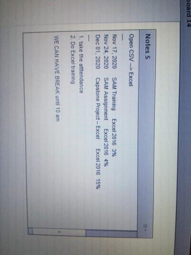  board 14 Notes 5 Open CSV -> Excel Nov 17, 2020