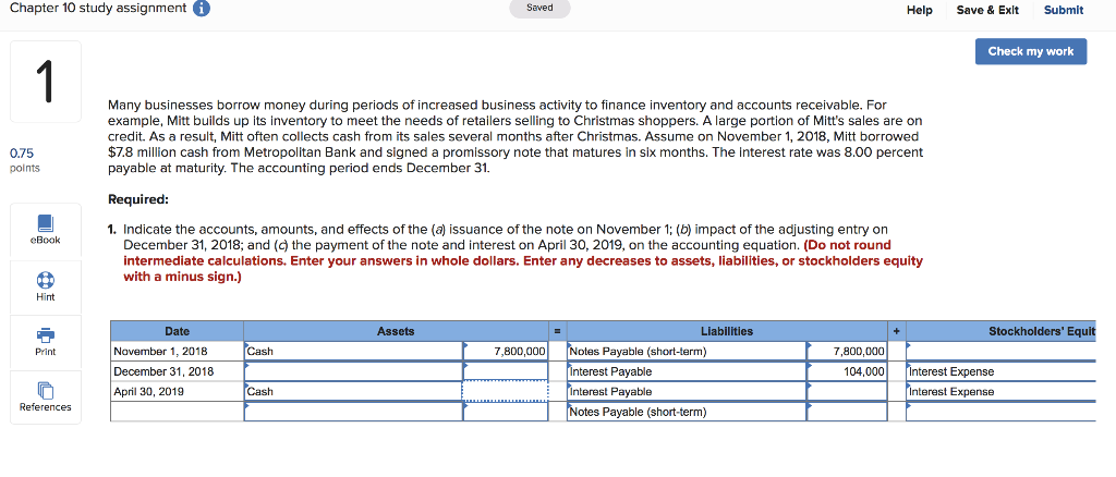  Chapter 10 study assignment 6 Saved Submit Help Save & Exit