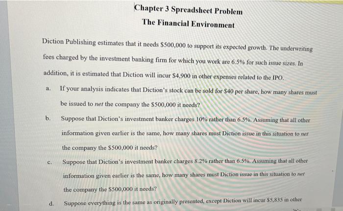  Diction Publishing estimates that it needs $500,000 to support its expected