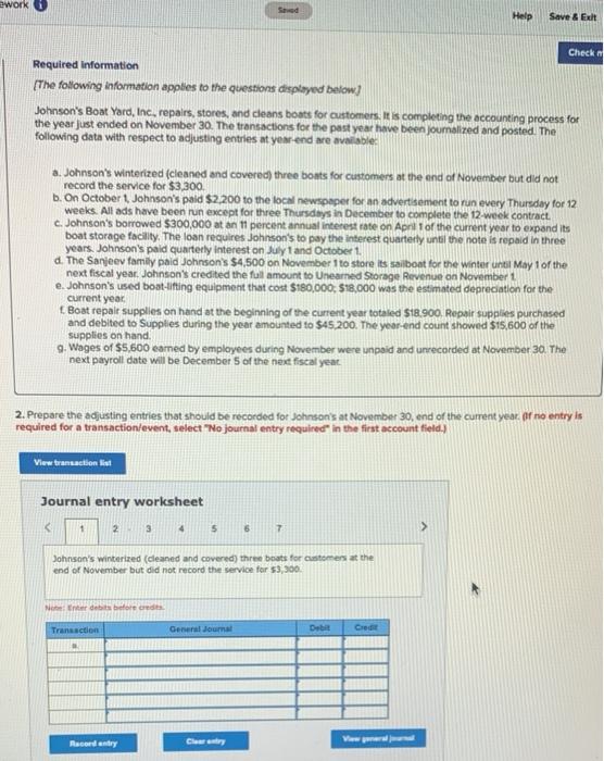  ework Sed Help Save & Exit Check Required information The following