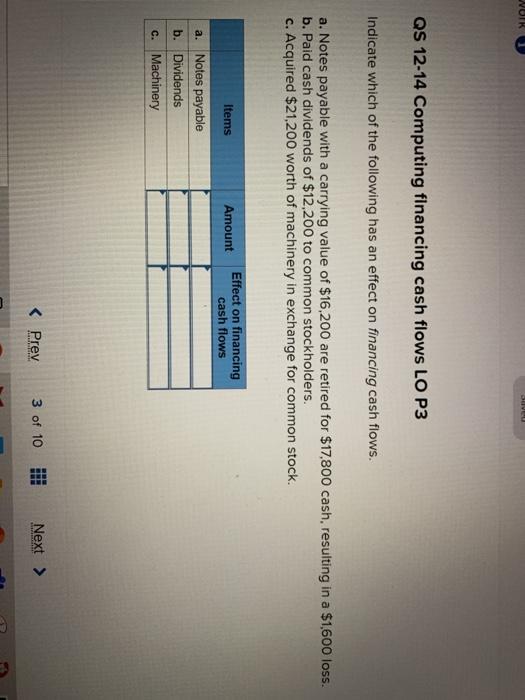 QS 12-14 Computing financing cash flows LO P3 NUK 1 SUVEU QS